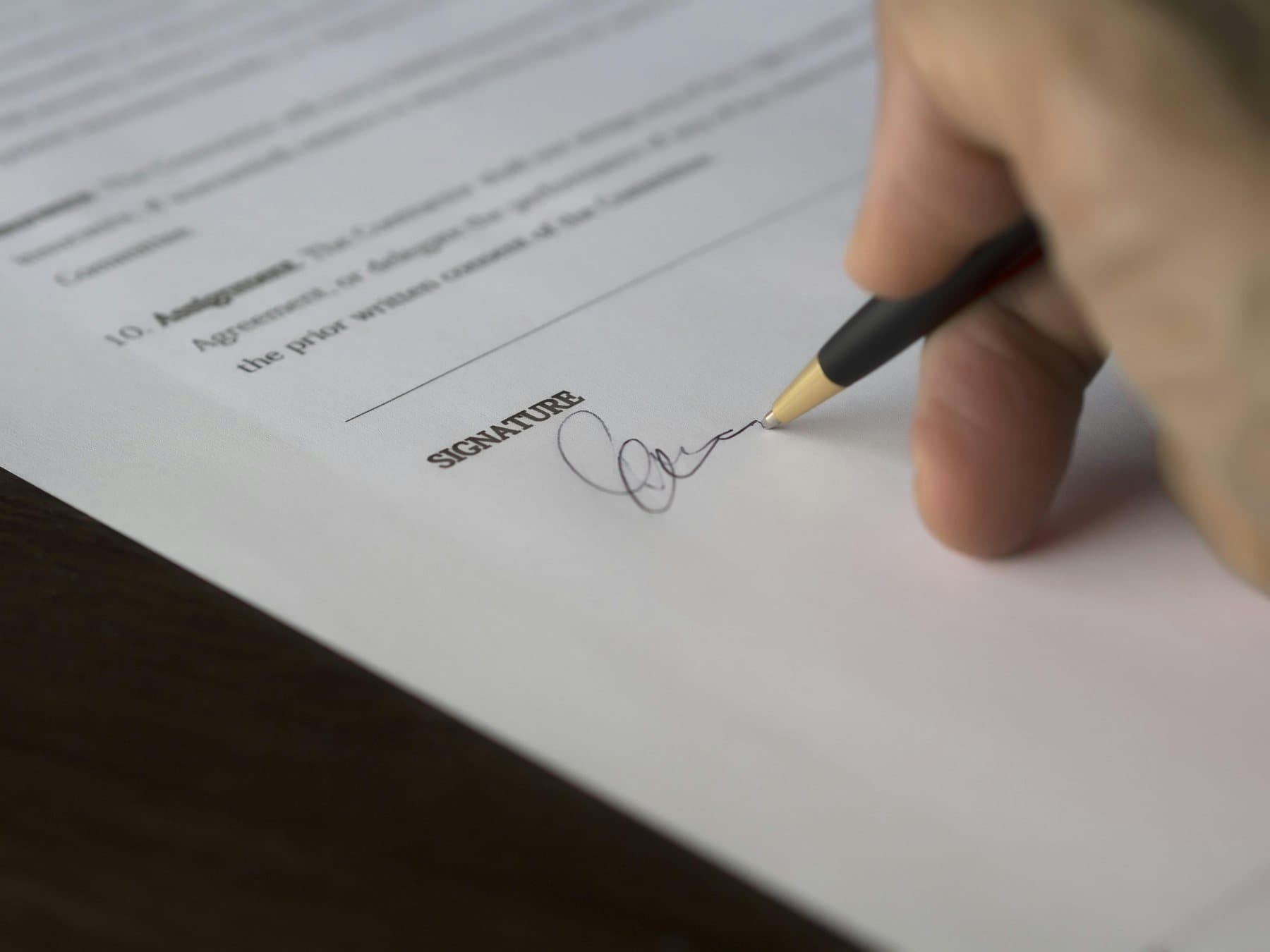 A driver policy being signed